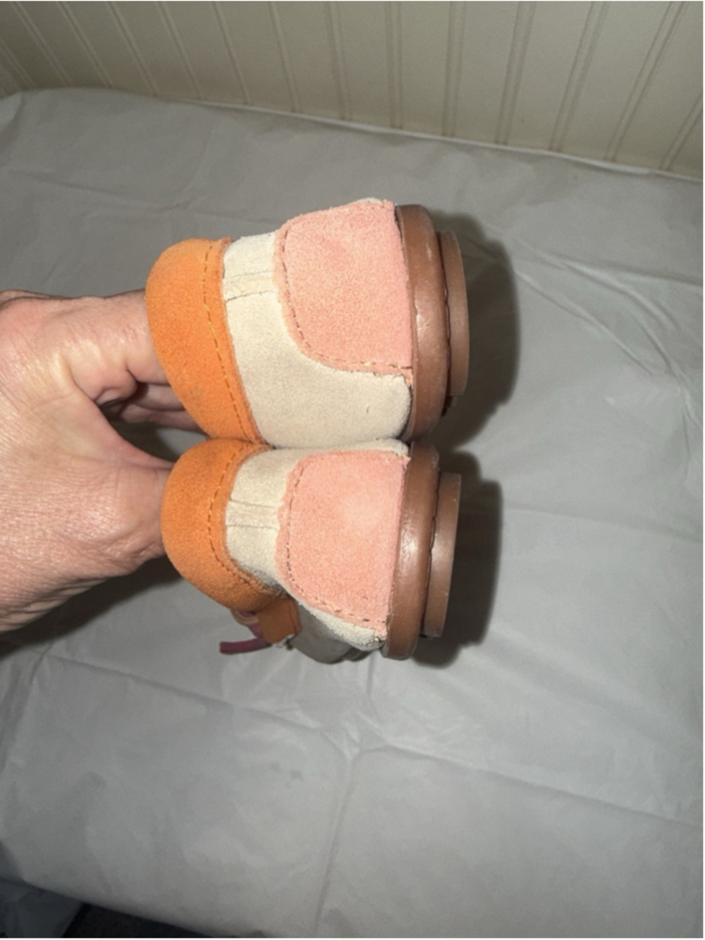 Minnetonka Kilty Moccasins Suede color block Size 8 Slip on Boho Comfy - Picture 8 of 12